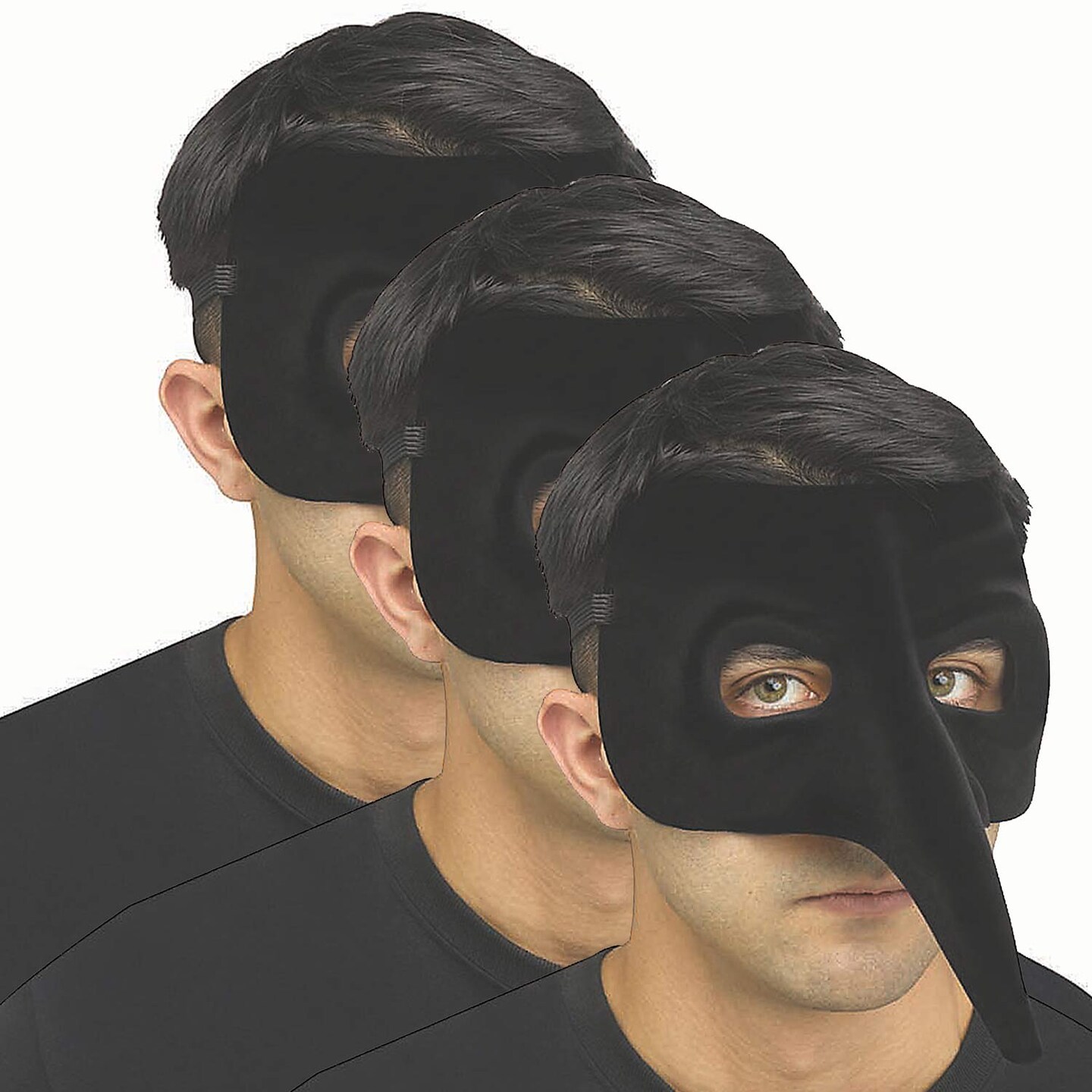 Adults Black Velvet Venetian Raven Half Mask One Size