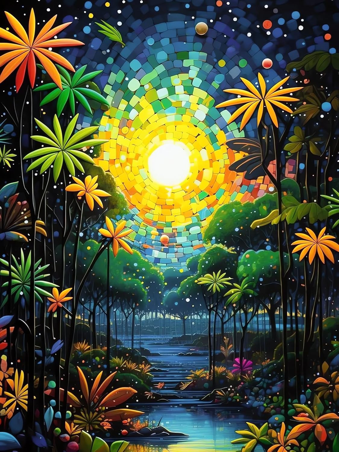 5D Diamond Painting Landscape Colorful Diamond Art Kits for Adults - Small Abstract Diamond Painting Kits - Gem Art Kit Tree of Life Diamond Art Kits Home Wall Decor Gifts 12x16inch