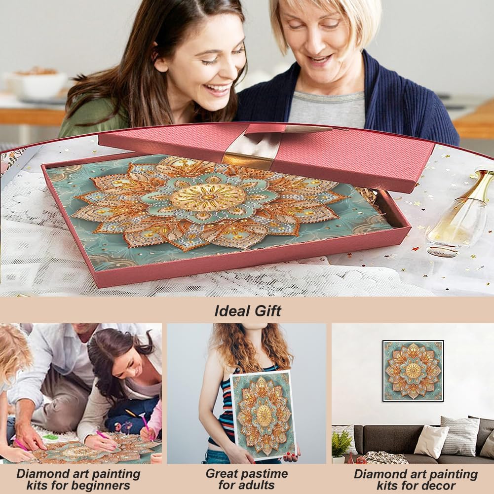 Special Shape Mandalas Diamond Art Painting Kits for Adults,Flowers Diamond Painting Kits for Beginners,Diamond Art Kits for Home Decor12×12inch/30×30cm