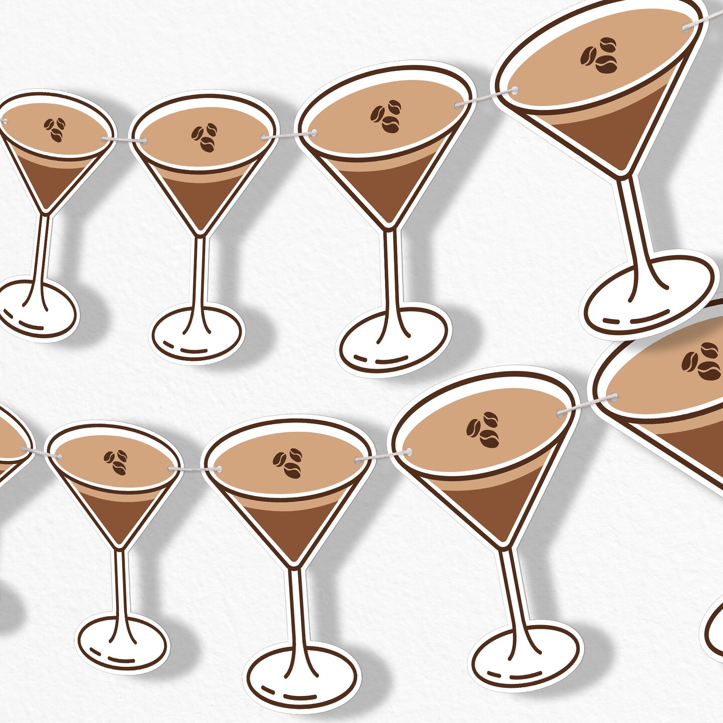 Big Dot of Happiness Espresso Martini Garland Banner, A Tini Bit Older Banner, Bachelorette Decor, 30 Ft Cord, 15 Double-Sided Coffee Martini Glasses
