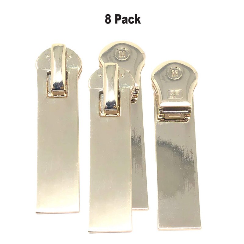 Zipper Pull – Rectangular Glossy Metal 8MM in Light Brass, PACK: 8 PACK ...