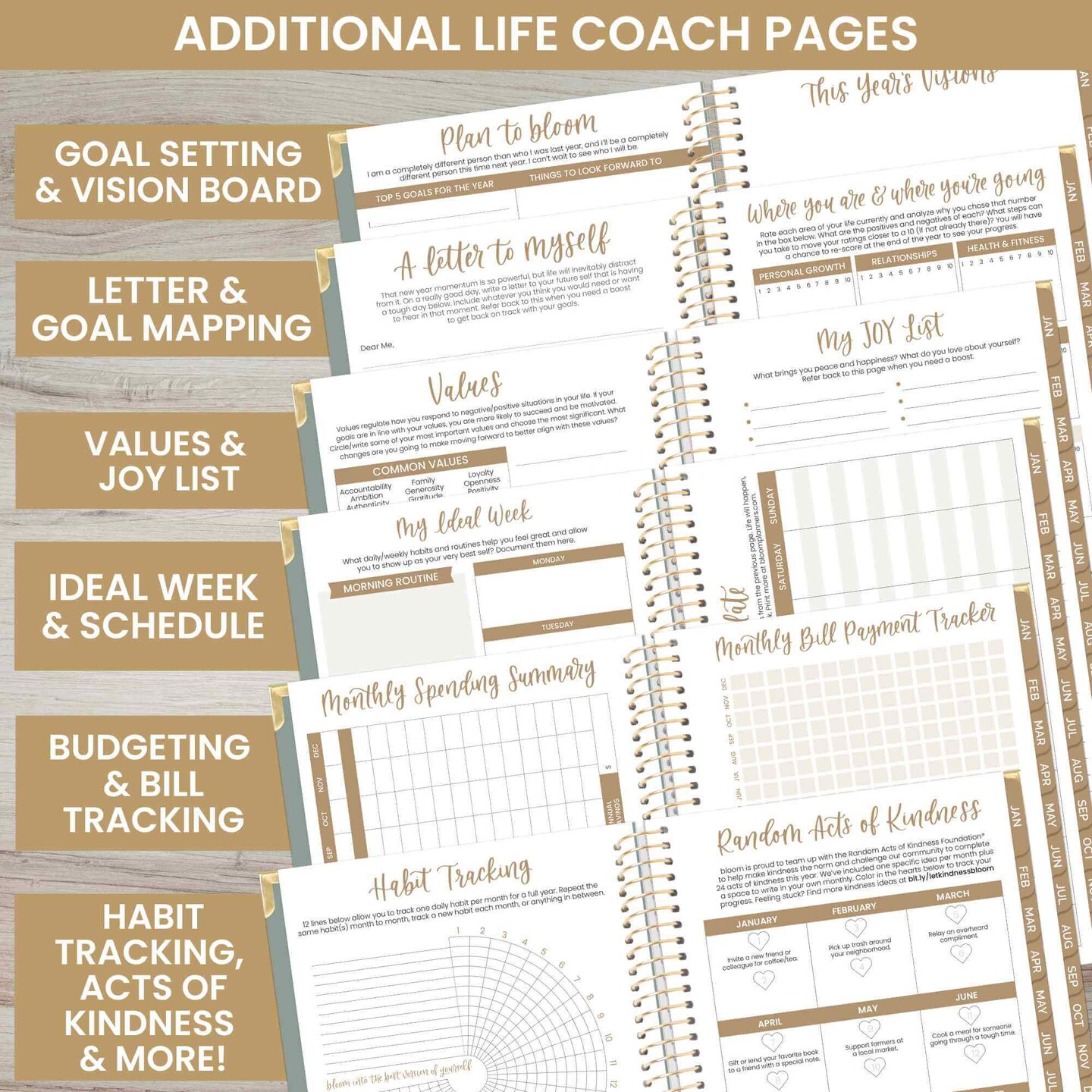 bloom daily planners 2025 Hard Cover Planner, 5.5&#x22; x 8.25&#x22;, Green Linen