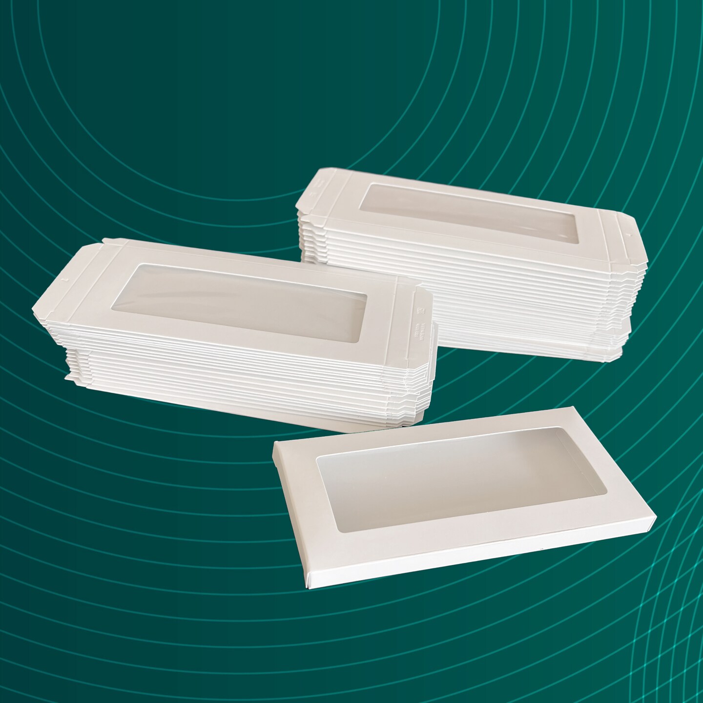 Made in USA - 25-50 Boxes - Chocolate Bar Boxes - Fillable (empty) White with Clear Cello Window - Food Safe