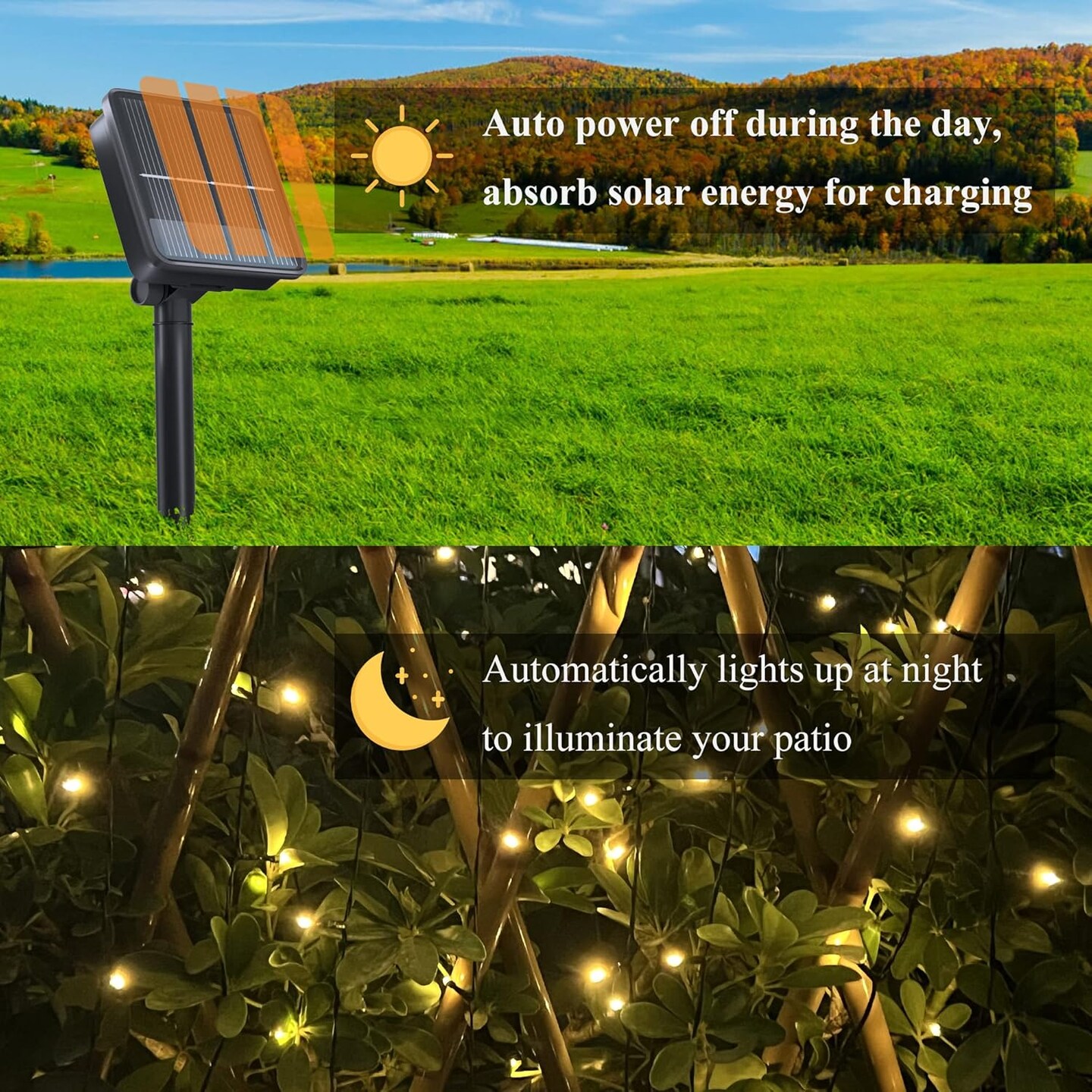 2 Pack Solar String Lights for Outside, 200 LED 72FT Solar Christmas Lights Outdoor with 8 Lighting Modes, IP65 Waterproof Solar String Lights Outdoor for Garden Party Tree Decor,Warm White