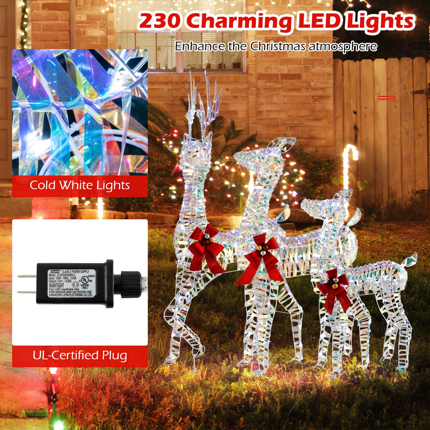 3-Piece Large Lighted Christmas Reindeer Family