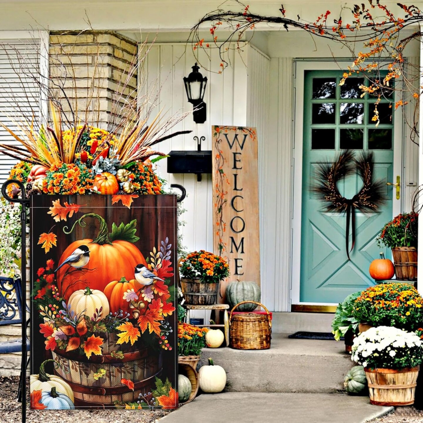 Fall Garden Flag(Black)