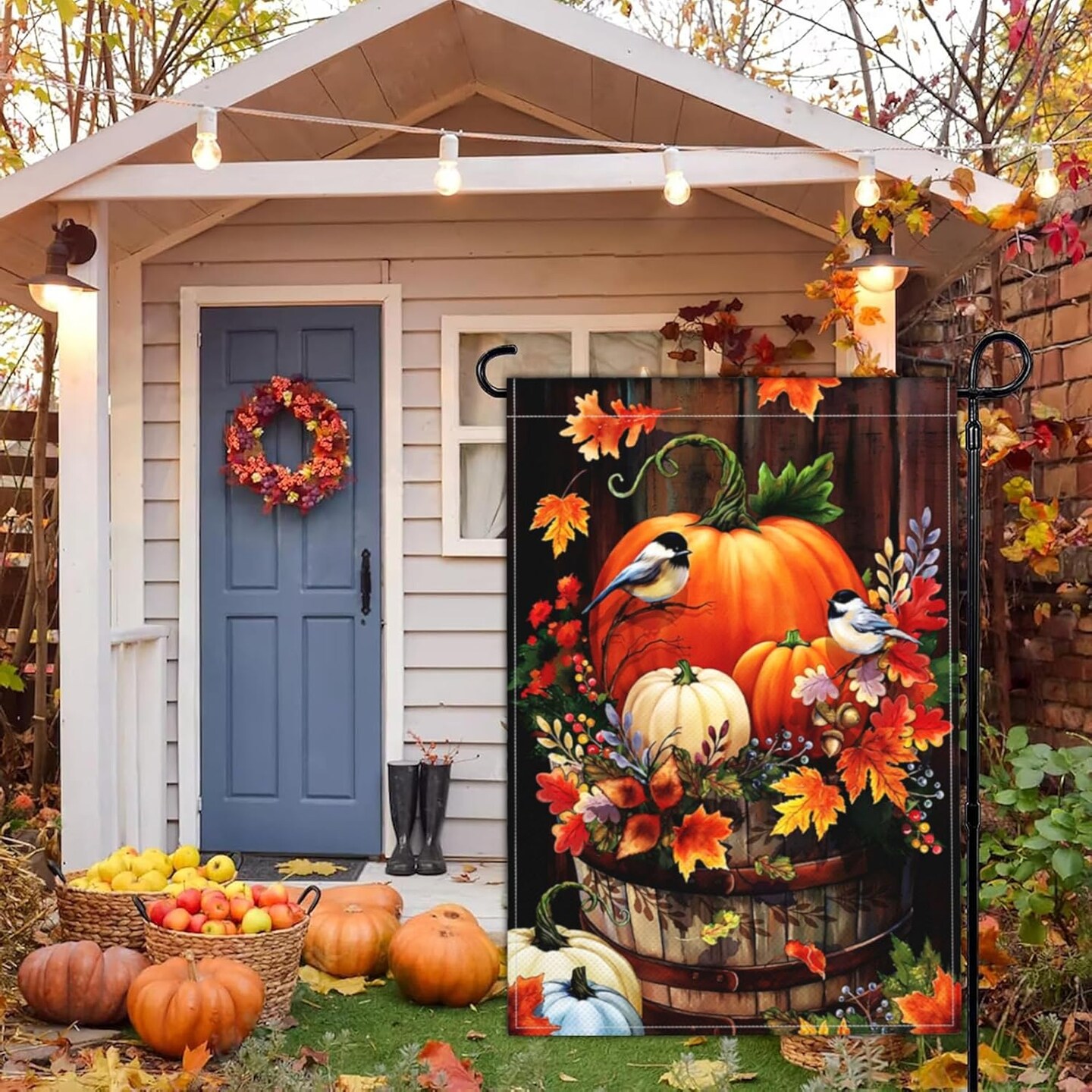 Fall Garden Flag(Black)