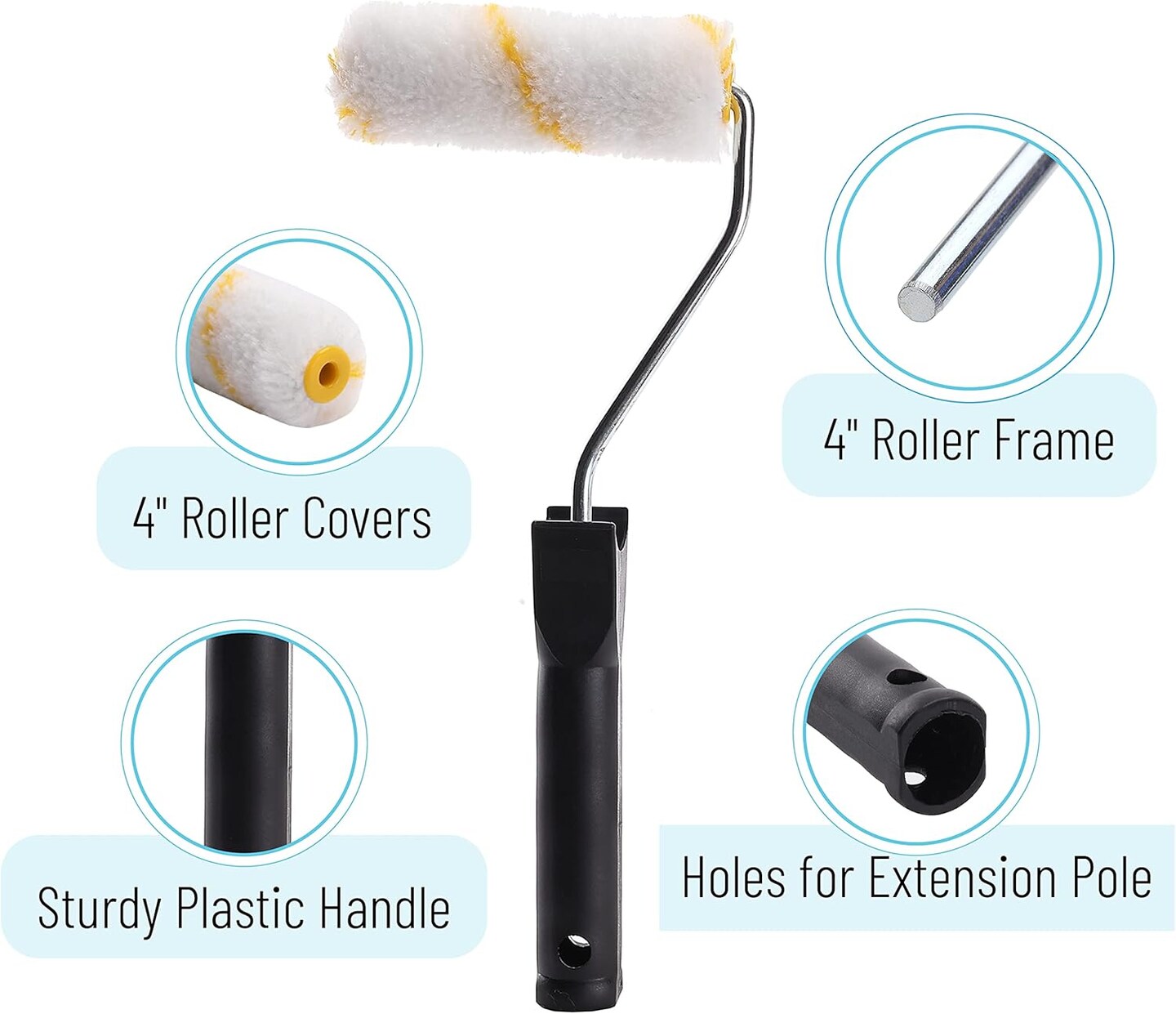 Paint Tray Set, 10 pcs, 4-Inch Paint Roller Kit, Small Paint Roller Paint Brush ( 4 Inch)