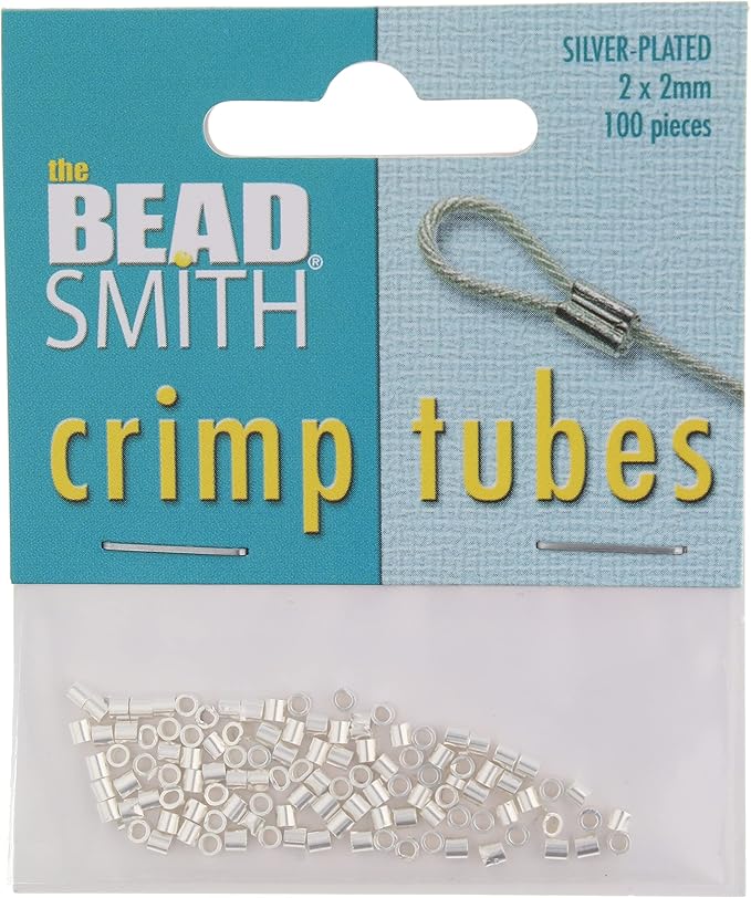 The Beadsmith Tube Crimp Beads, Gold Color, Uniform Cylindrical Shape, No Sharp Edges, Designed to Secure the Ends of Jewelry Stringing Wires and Cables