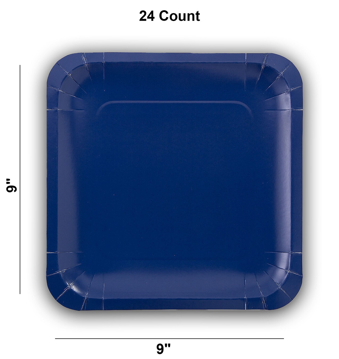 24 Count Navy Blue Square Paper Dinner Plates 9" Disposable Party Tableware