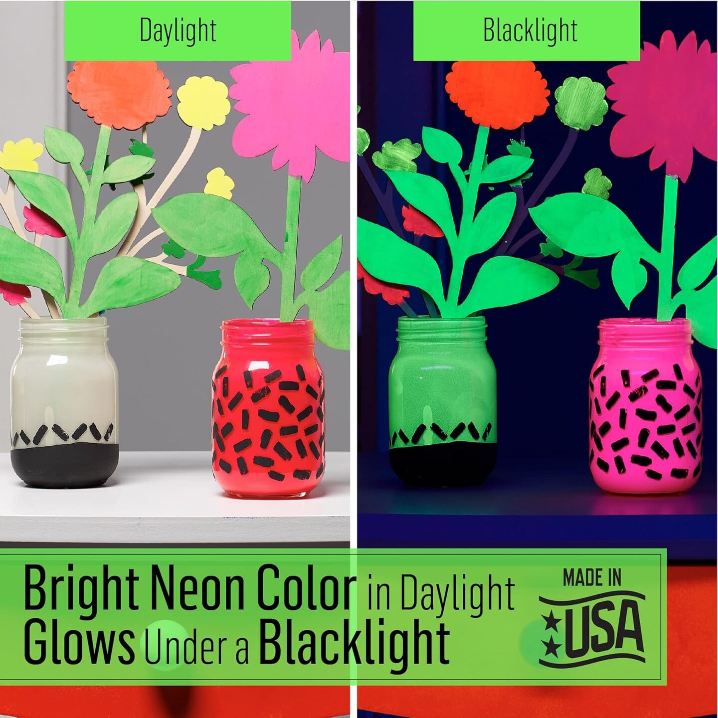 Neon Glow Acrylic Paint Set, 2 oz, 8 Fl Oz(Multicolor)