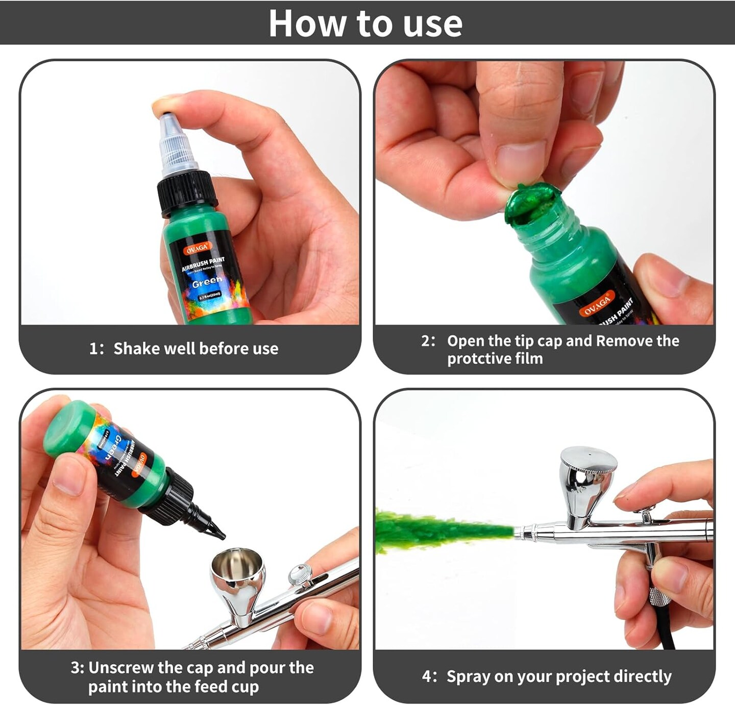Airbrush Paint Set, 11 Colors (20 ml/0.7 oz), Ready to Spray,