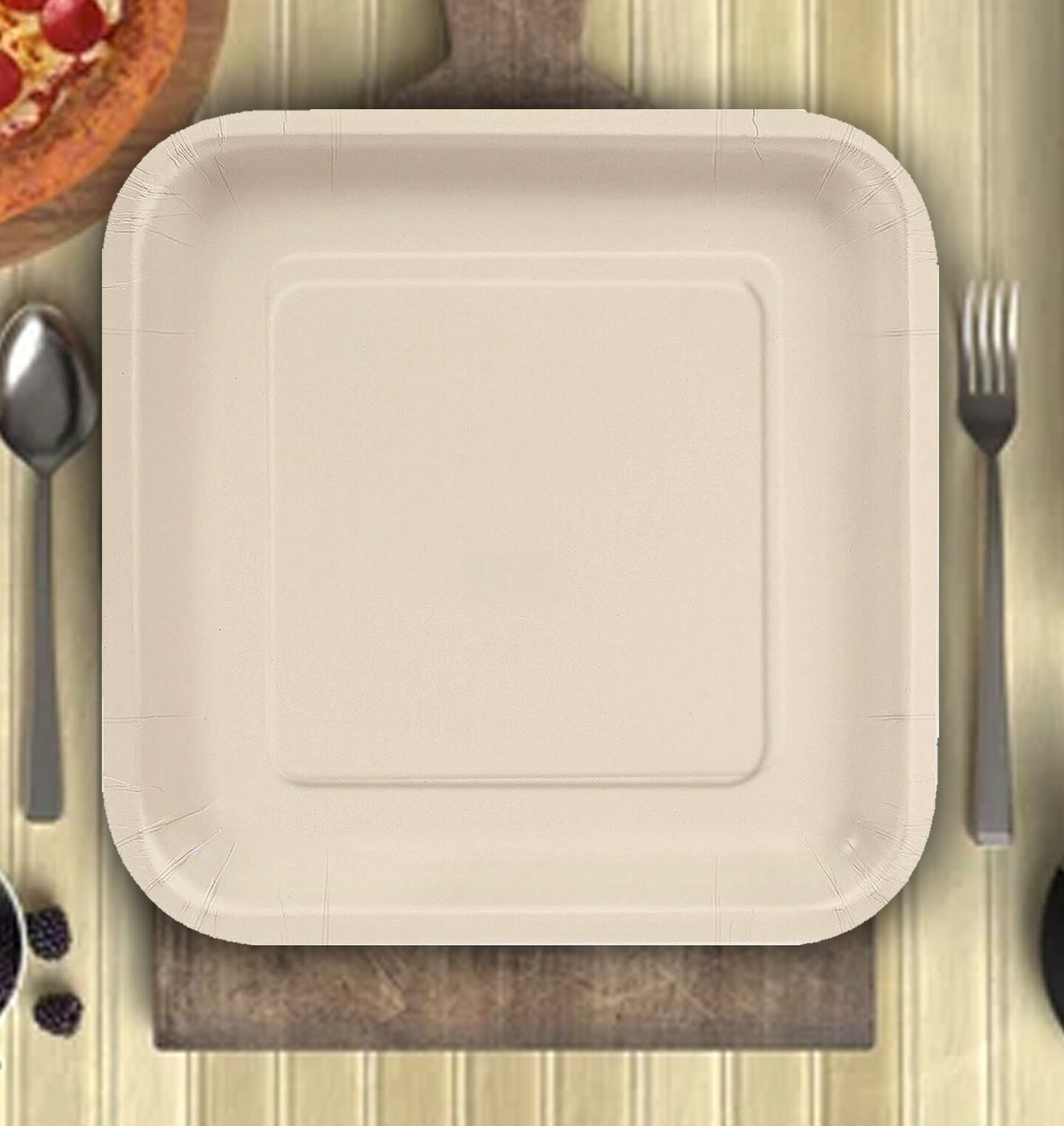 24 Count Ivory Square Paper Dinner Plates 9&#x22; Disposable Elegant Party Tableware