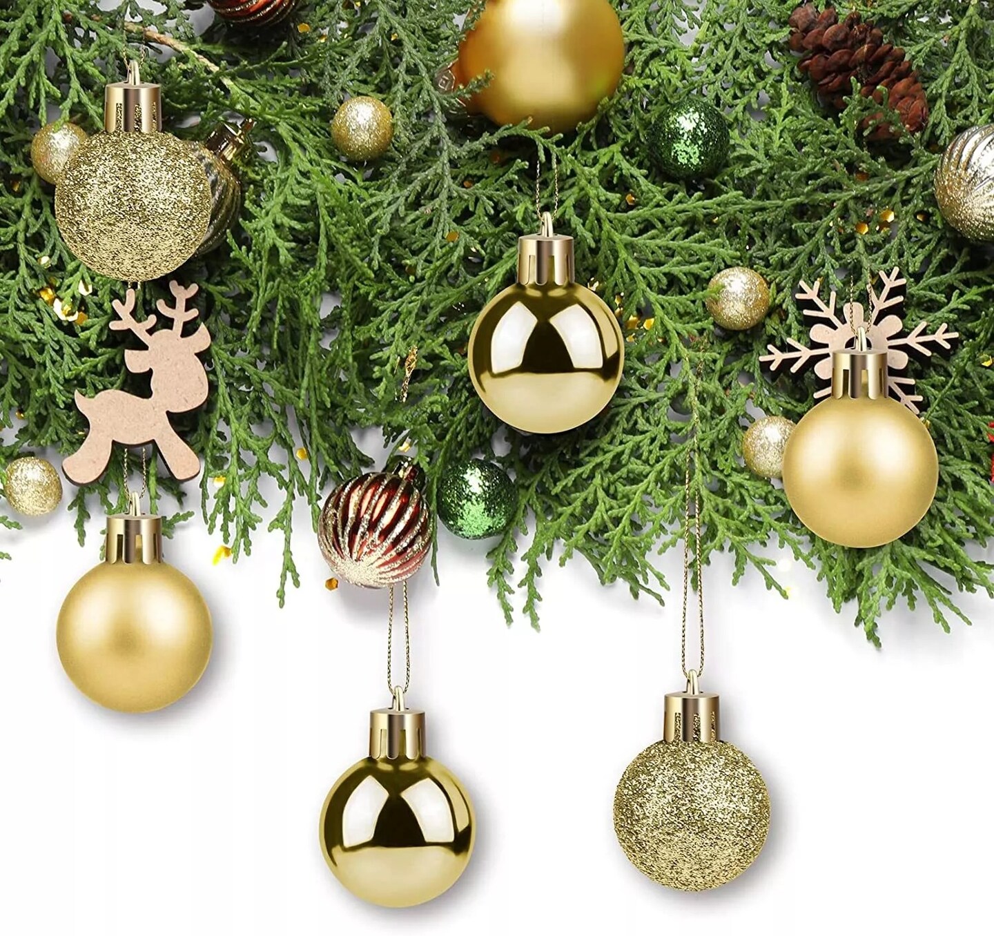 36/72 Pcs Christmas Glitter Ball Ornaments Tree Hanging Decor