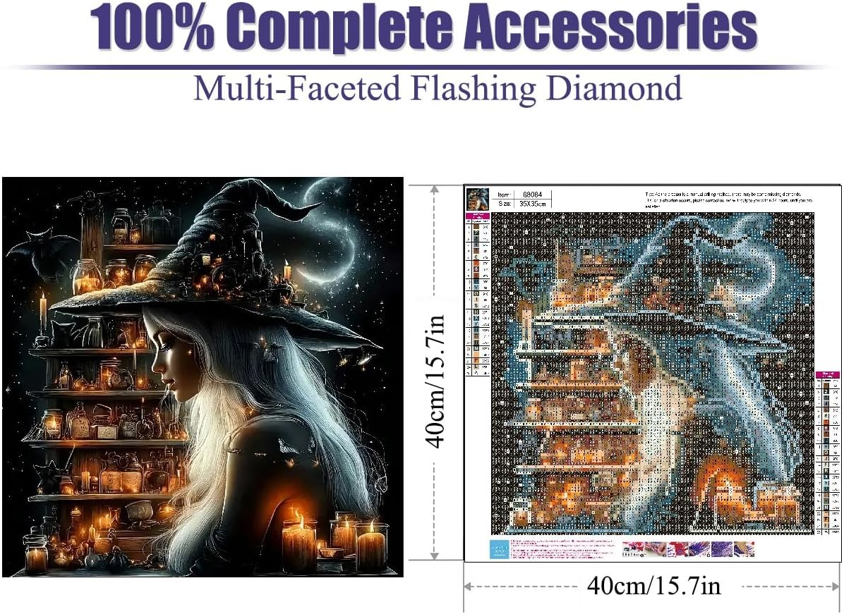 Halloween Witch Diamond Painting Kit for Adults