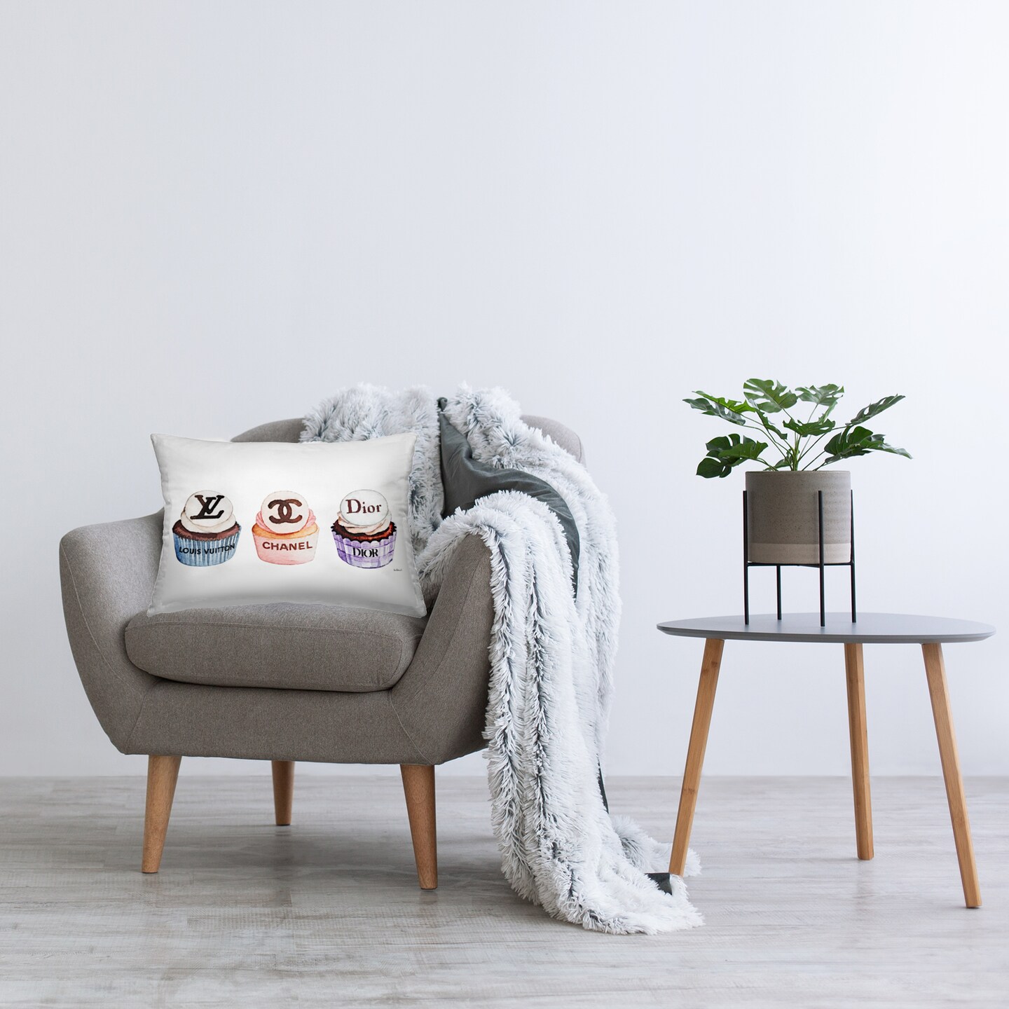 Stupell Industries Chic Fashion Cupcake Trio Decorative Printed Throw Pillow design by Amanda Greenwood, 14 x 7 x 20