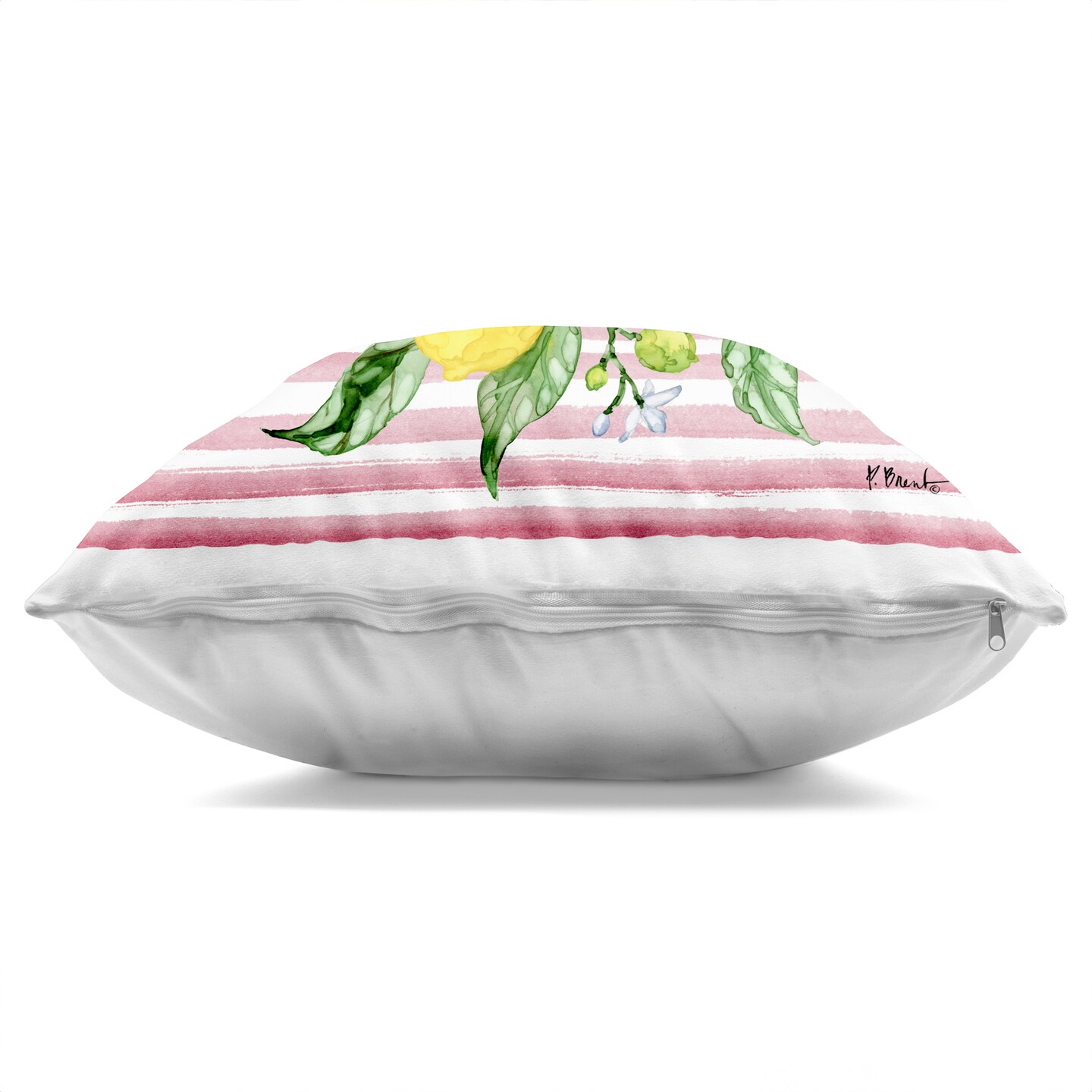 Stupell Industries Juicy Lemon Vine on Pink Indoor Pillow, 18 x 7 x 18