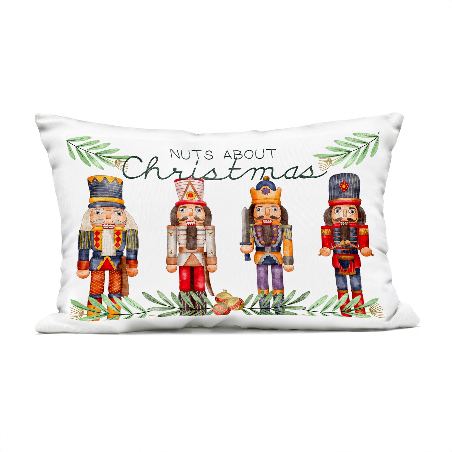 Stupell Industries Nuts About Christmas Nutcrackers Outdoor Printed Pillow design by Kim Allen, 14 x 7 x 20