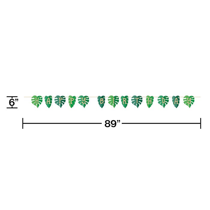 12 pc Bulk Jungle Leaf Happy Birthday Banners