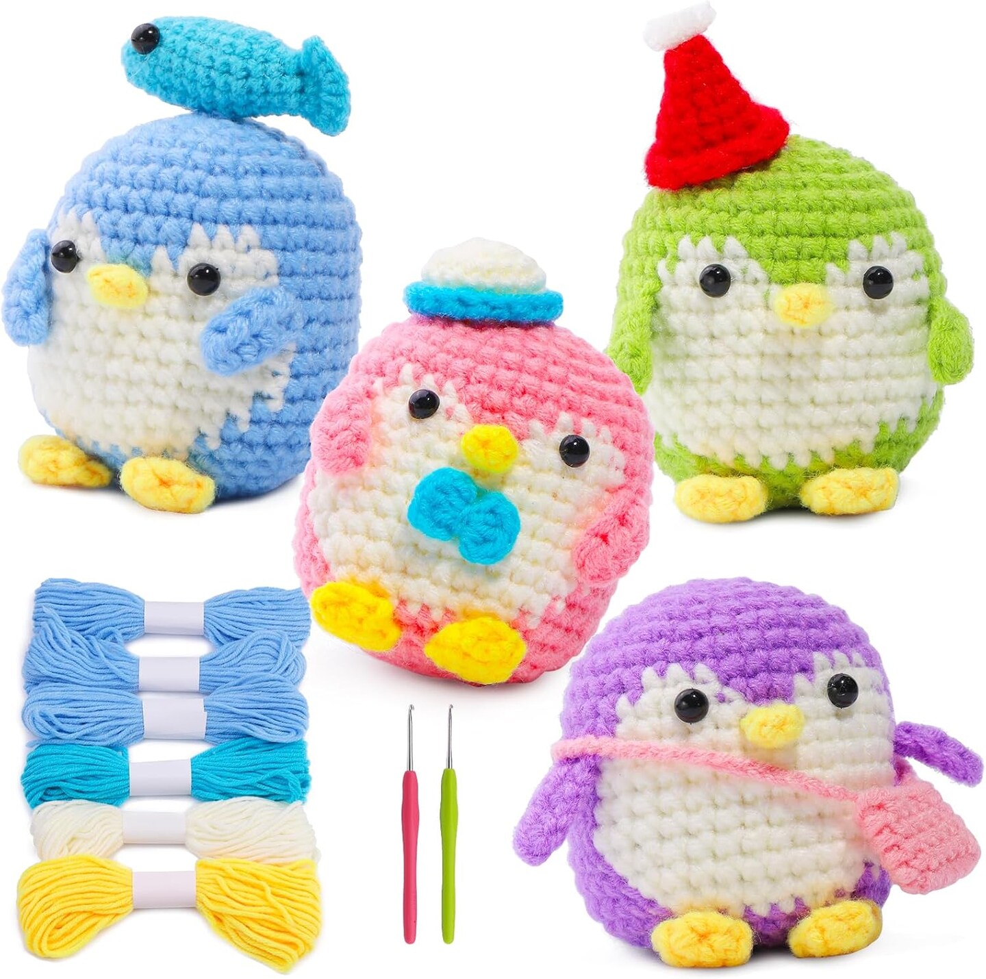 4 Pack Crochet Kit for Beginners, Beginner Animal Kit, Cute Starter