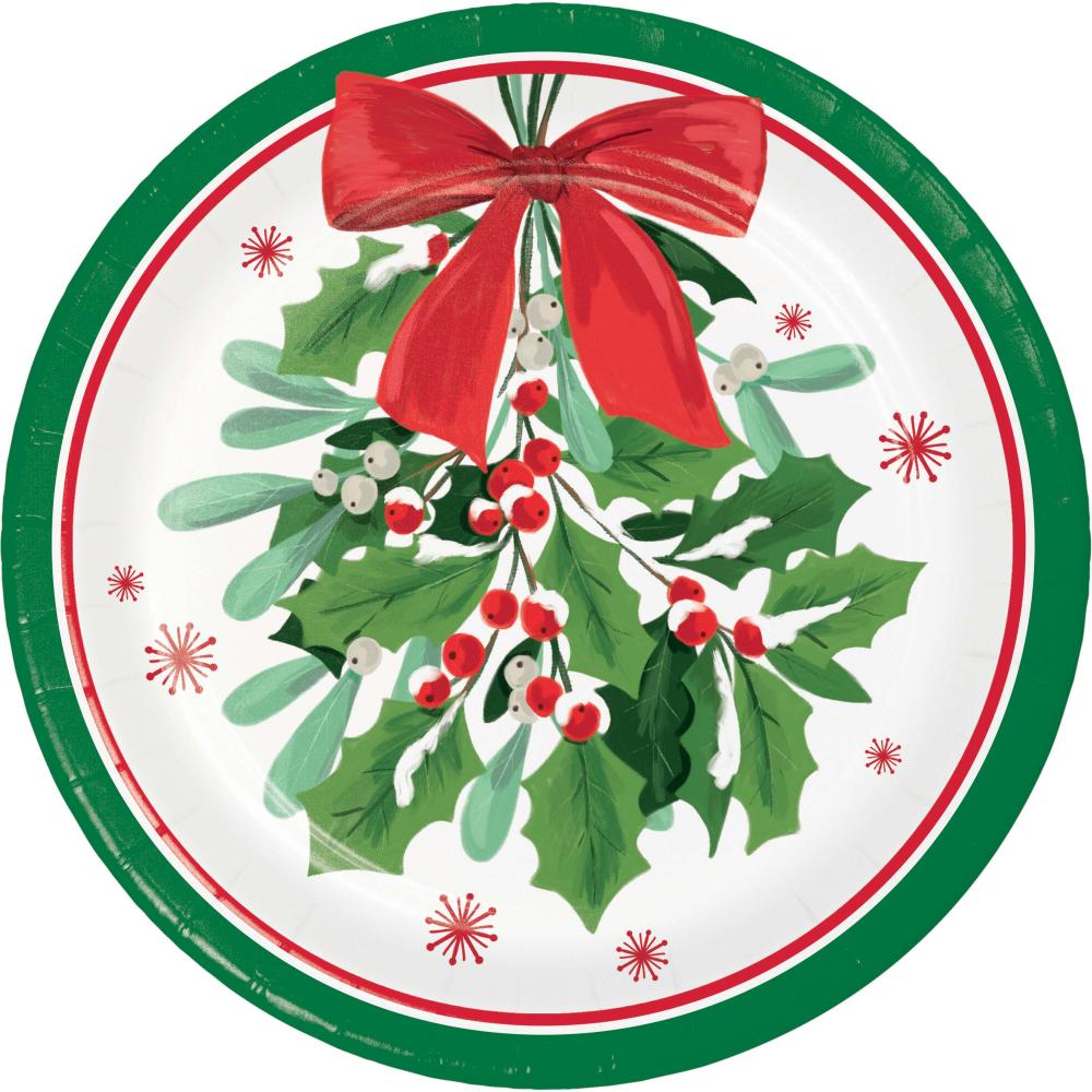 96 pc Bulk Holly Jolly Christmas Paper Dessert Plate