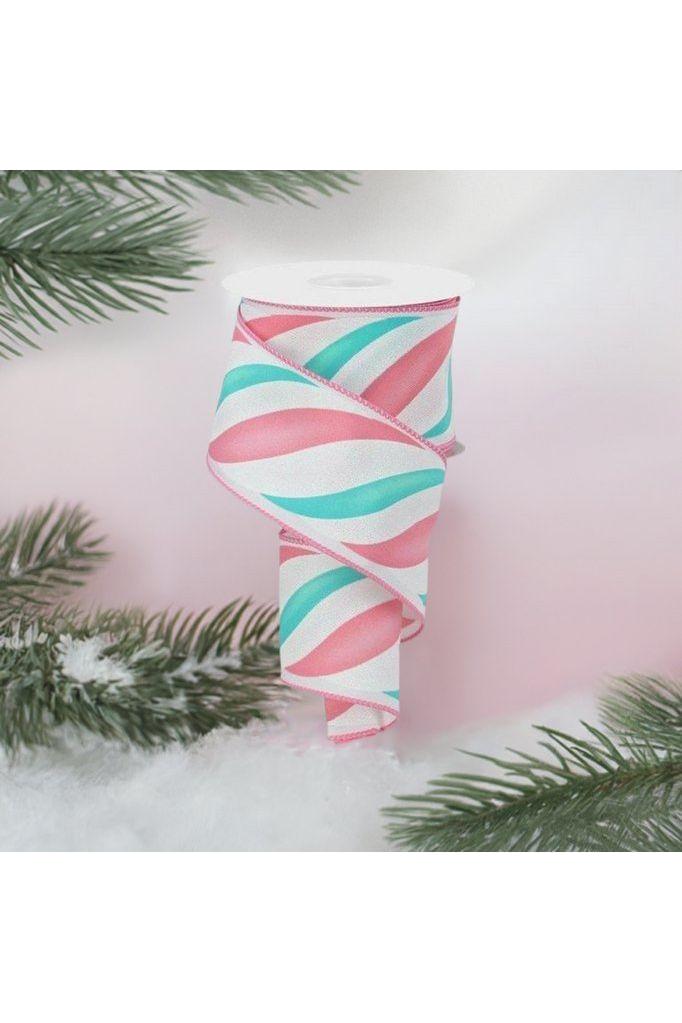 2.5&#x22; Swirl Candy Stripe Ribbon: Pink/Ice Blue (10 Yards)