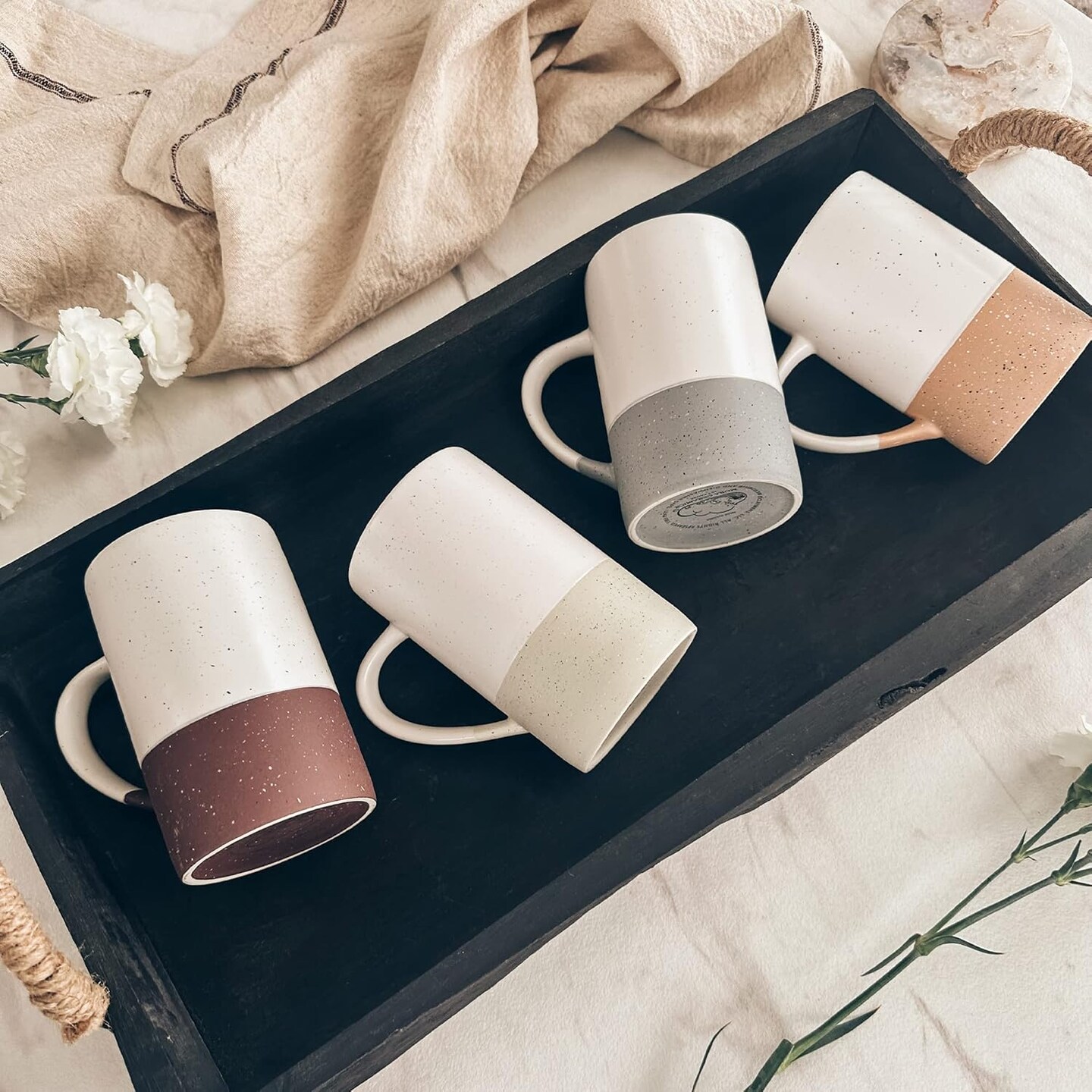 12oz Coffee Mug Set of 4 - Tea Cups with Handle