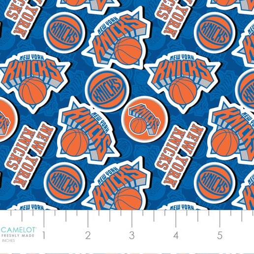 NBA Licensed New York Knicks Toss Blue Cotton Fabric by the Yard