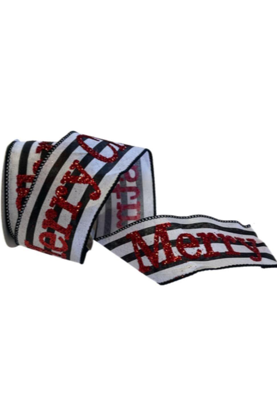 2.5&#x22; Merry Christmas Ribbon: Black/White