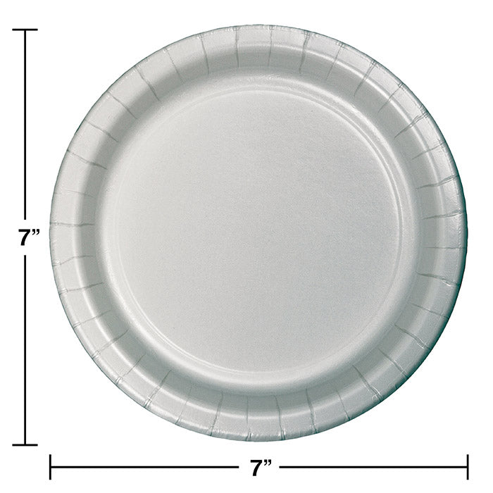 240/Case Bulk Shimmering Silver Paper 6.75 inch Dessert Plates