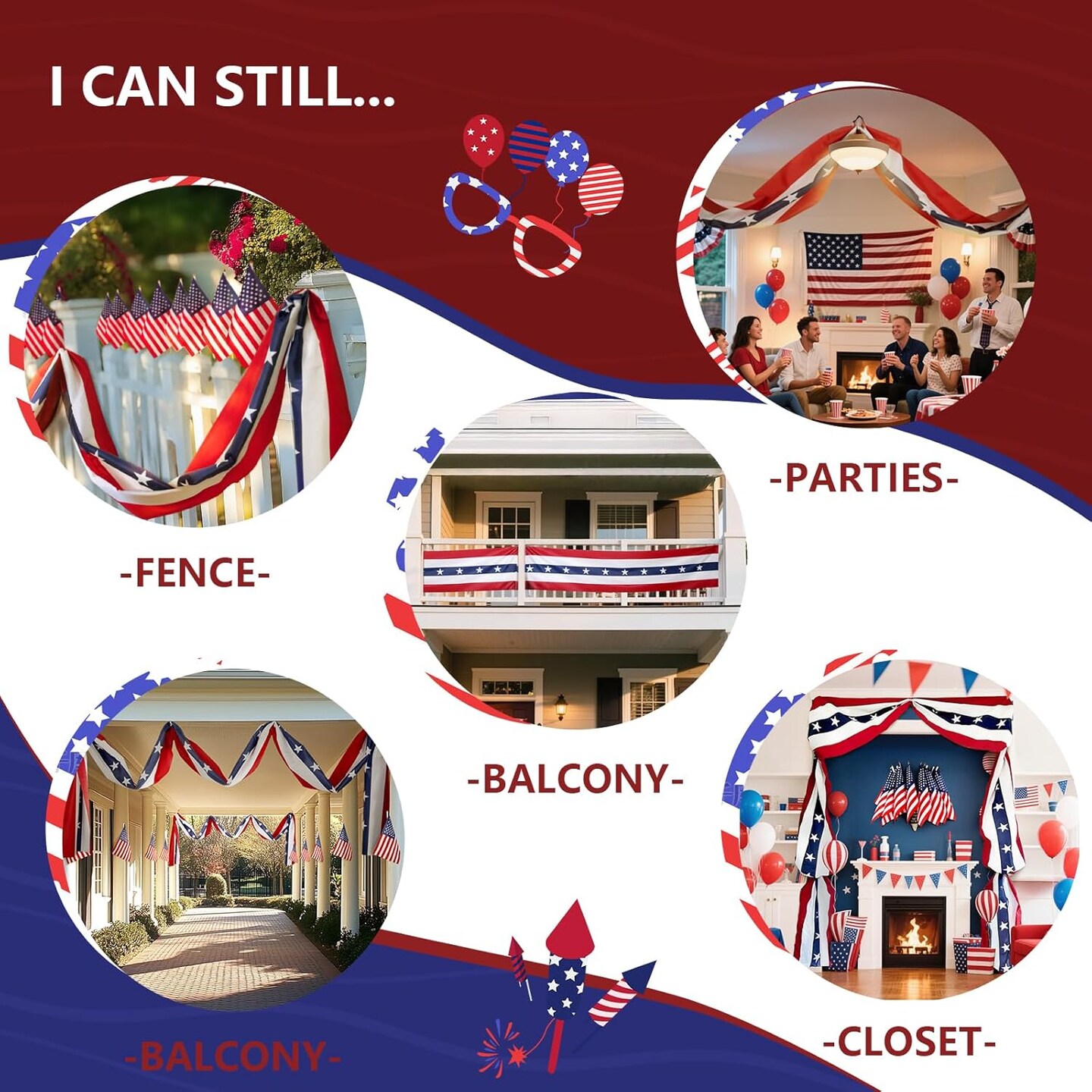 US Patriotic Door Decoration 4th of July Decorations American Flag Banner Decorate for Independence Day and Memorial Days