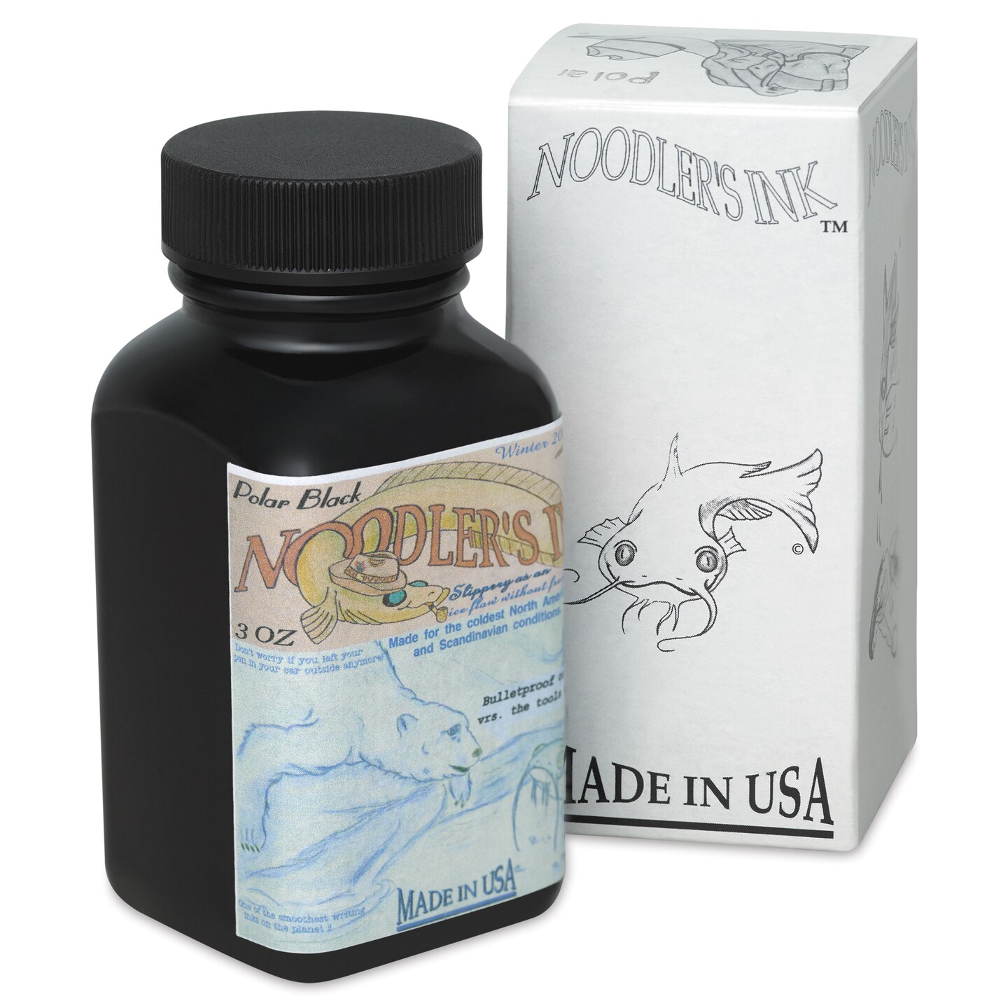 Noodler&#x27;s Ink Fountain Pen Ink - Polar Black, 3 oz