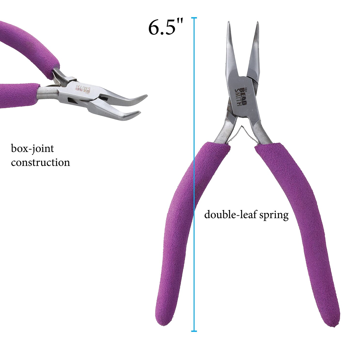 The Beadsmith Bent Chain Nose Pliers &#x2013; Wire Workers Series &#x2013; 6.5 inches (165mm) &#x2013; Polished Steel Head, Elongated Handle &#x26; Double-leaf Spring &#x2013; European Design &#x26; Quality &#x2013; Tool for Jewelry Making