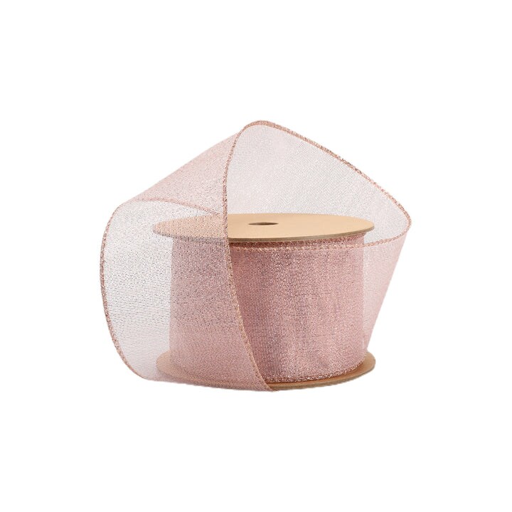 LaRibbons 2 1/2&#x22; Wired Ribbon | Pink Glitter | 10 Yard Roll