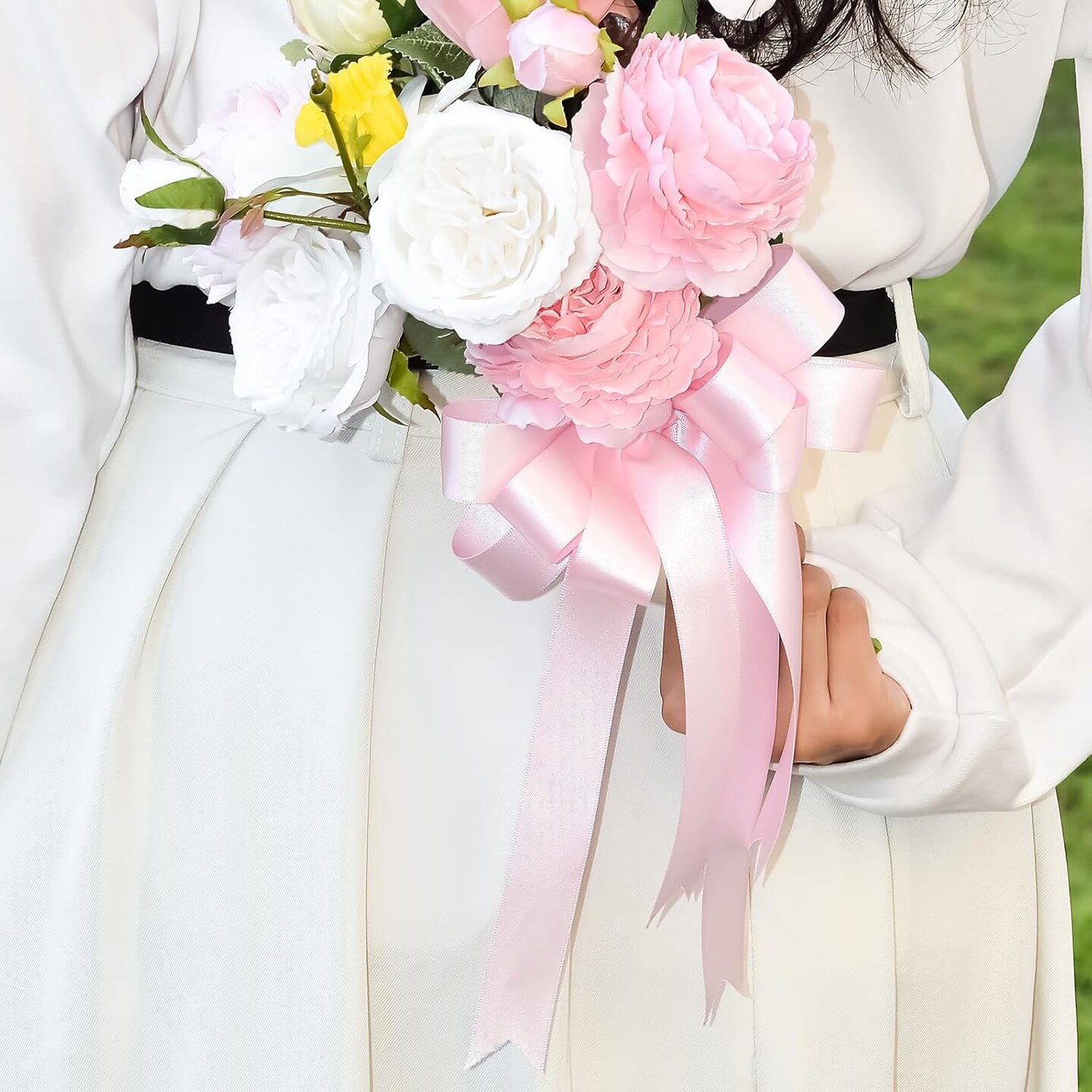 Light Pink Double Faced Satin Ribbon Set for Valentine's Day Crafts Gift Wrapping Bouquet Baby Shower Hair Bows, 1/4 Inch × 10 Yards, 5/8 Inch × 10 Yards, 1 Inch × 10 Yards, Total 30 Yards