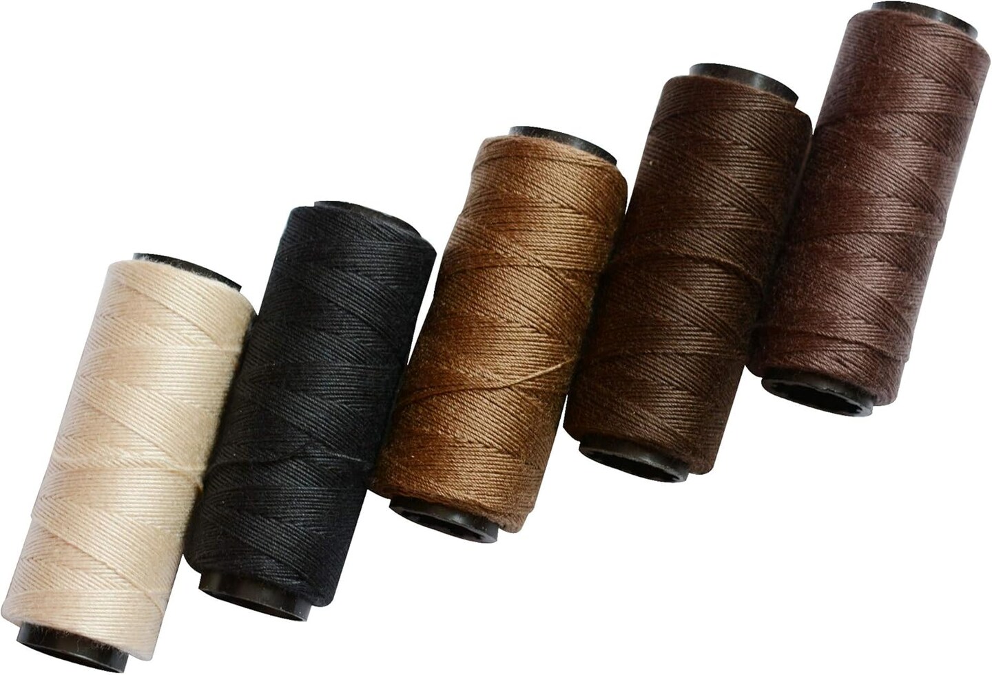 5 Rolls Sewing Threads Weaving Threads Using for Hand Sewing Hair Weft Hair Extensions Wig DIY (Black, Brown, Dark Brown, Beige, Khaki)