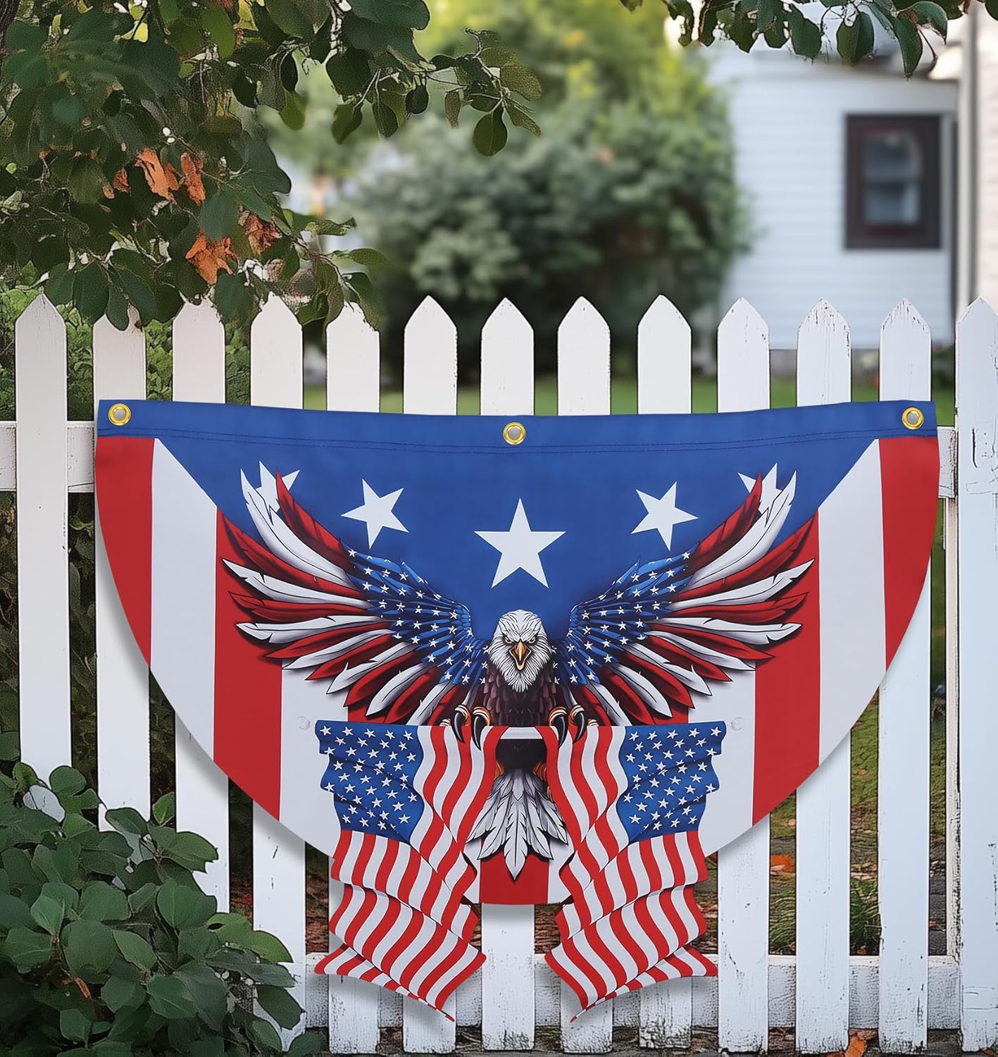 2x3 Ft American Flag Bunting – Pleated Patriotic Half Fan Banner – Heavy Duty Outdoor USA Decor with Canvas Header & Brass Grommets – 4th of July & Memorial Day