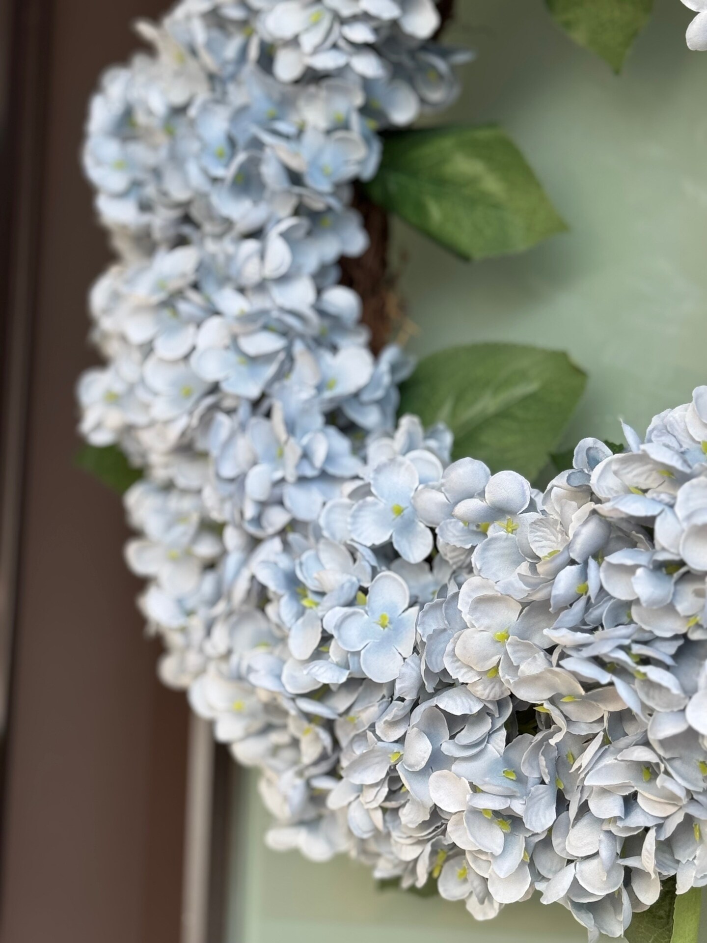 Capri Luxury Gray with blue shades Silk Hydrangea Wreath Flowers 21'' UV Resistant, All-Season Beauty