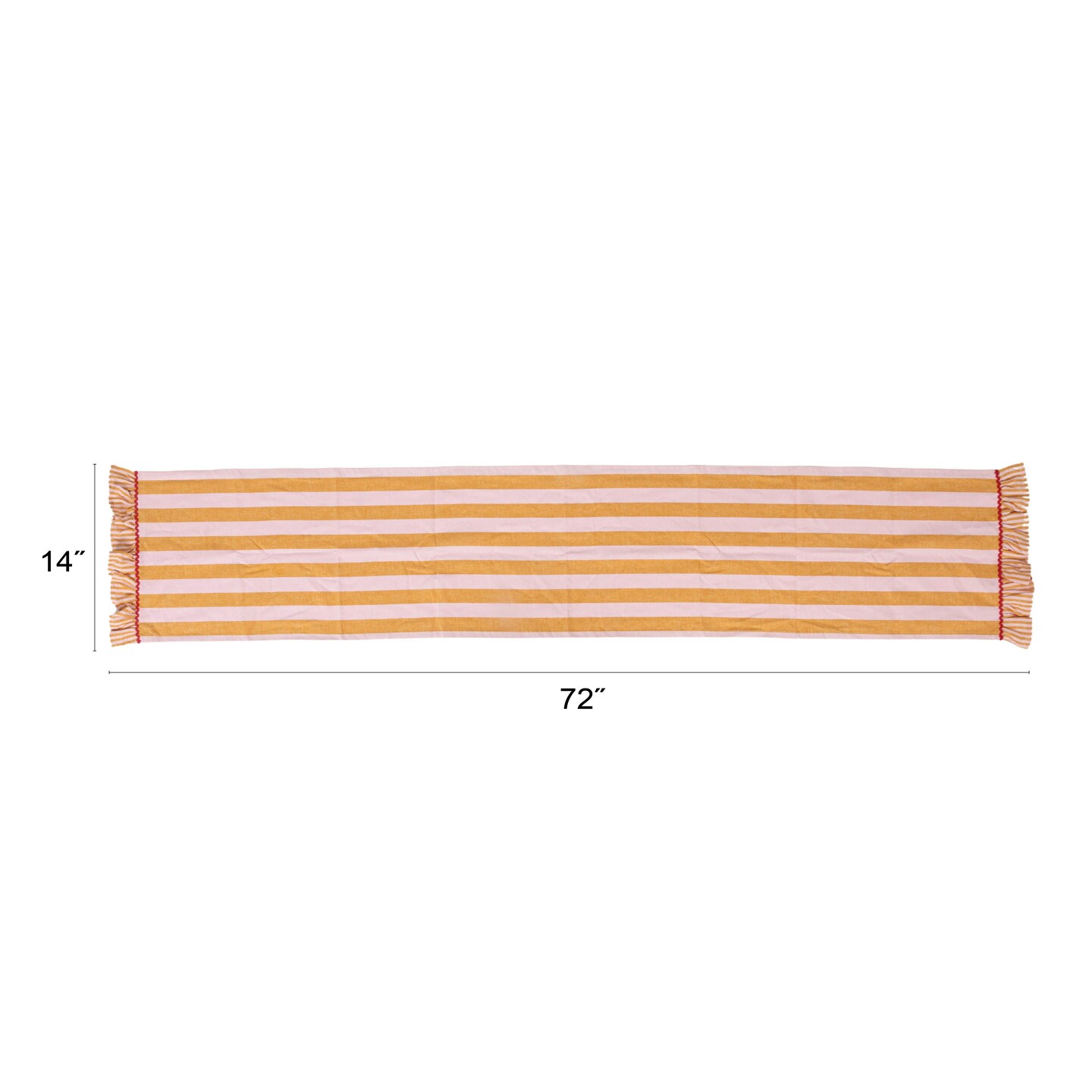 Hello Honey Woven Cotton Striped Table Linens with Ruffle & Ric Rac Trim