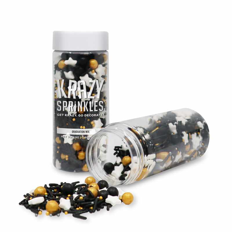 Krazy Sprinkles - Graduation Sprinkles Mix (1/2 Cup, 1x Jar) for Cakes, Ice Cream &#x26; Cookies