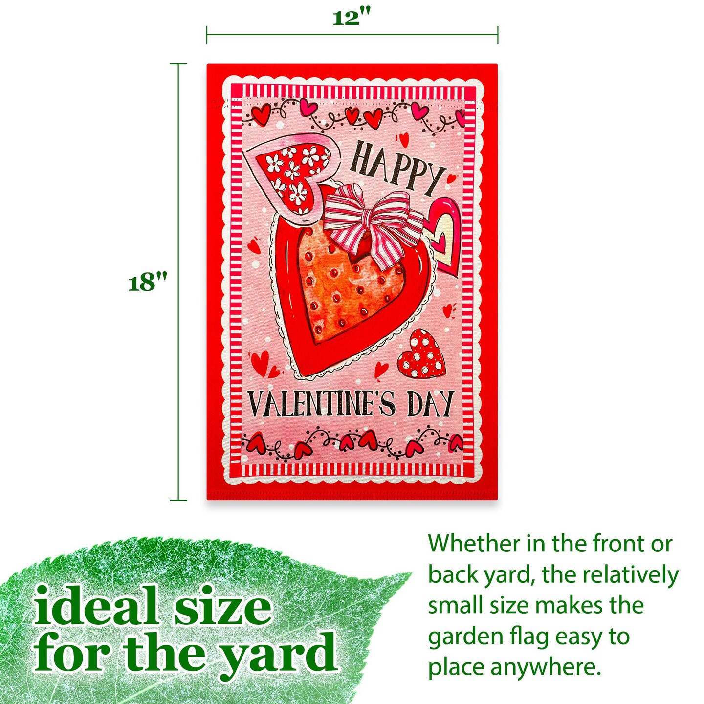 G128 Happy Valentine&#x2019;s Day Heart Cookie Garden Flag 12x18 In Double Sided Valentine&#x27;s Day Yard Garden Lawn Decoration