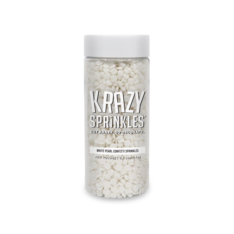 Krazy Sprinkles - White Pearl Confetti Edible Sprinkles (1/2 Cup 1x Jar)