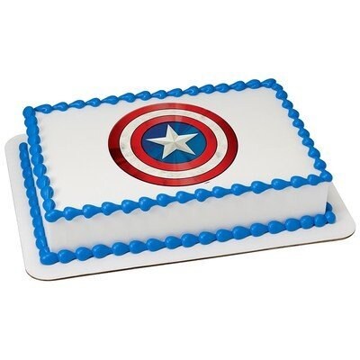 6&#x22; Round - Captain America Icon - Edible Cake/Cupcake Party Topper!!!