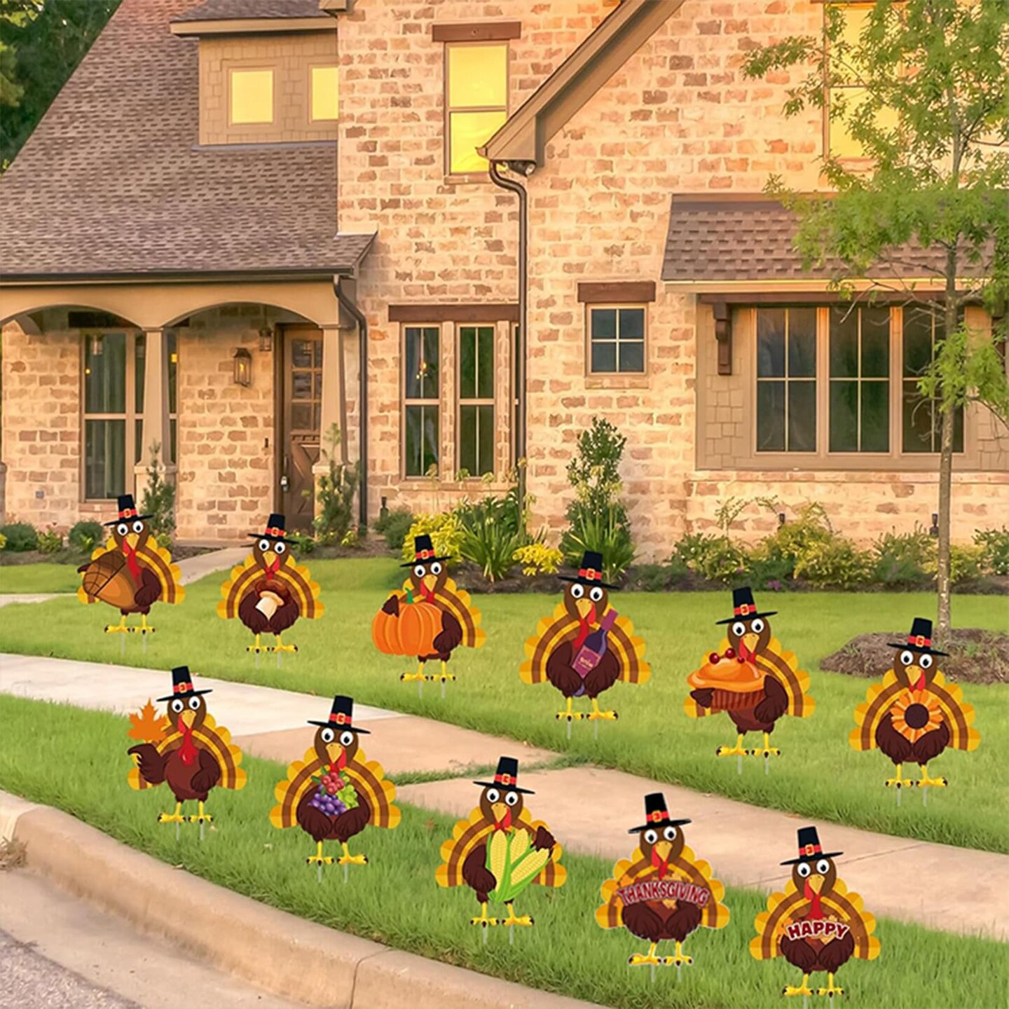 Thanksgiving Yard Decorations Outdoor,11Pcs Thanksgiving Turkey Yard Signs with Stakes,Harvest Porch Yard Sign Decorations for Autumn Farmhouse Patio Outdoor Decor.