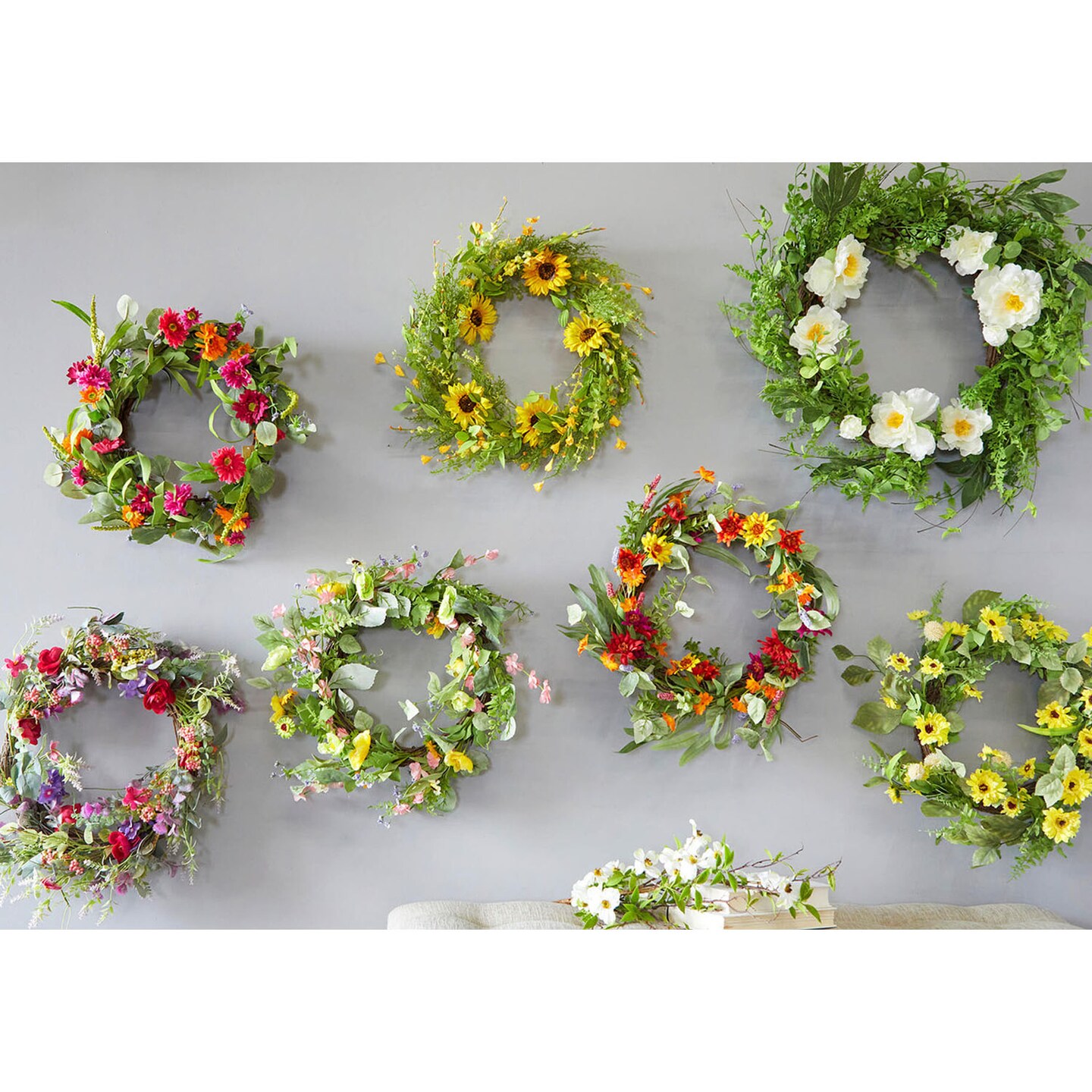 24" Mixed Gerbera Wreath Vibrant Silk Floral Memorial & Décor Wreath for All Seasons