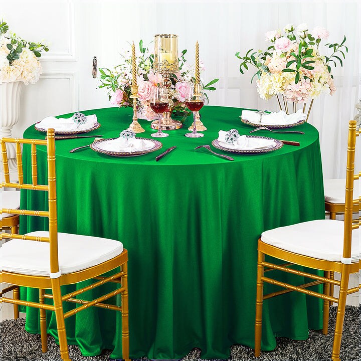 120 Inch Seamless Round Free Scuba Tablecloth Vibrant Emerald Green