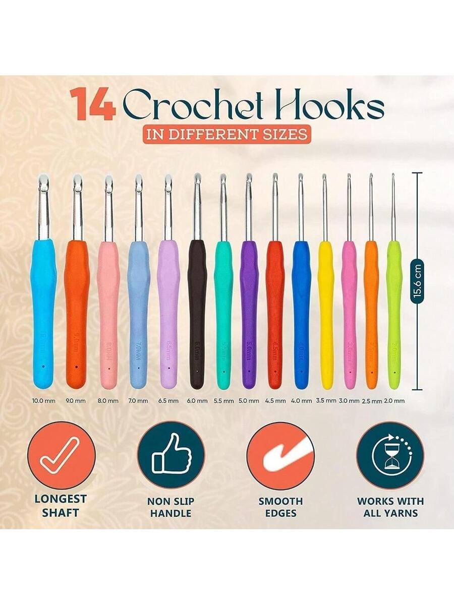 40-Piece Crochet Kit with 11 Color Soft Yarn, Stitch Markers, Hooks, and Storage Bag
