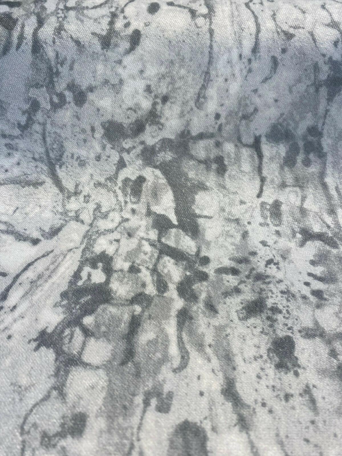 1 Yard Upholstery Velvet Fabric White Gray Marble Design Latex Backed 100% Polyester 54 Inch Width