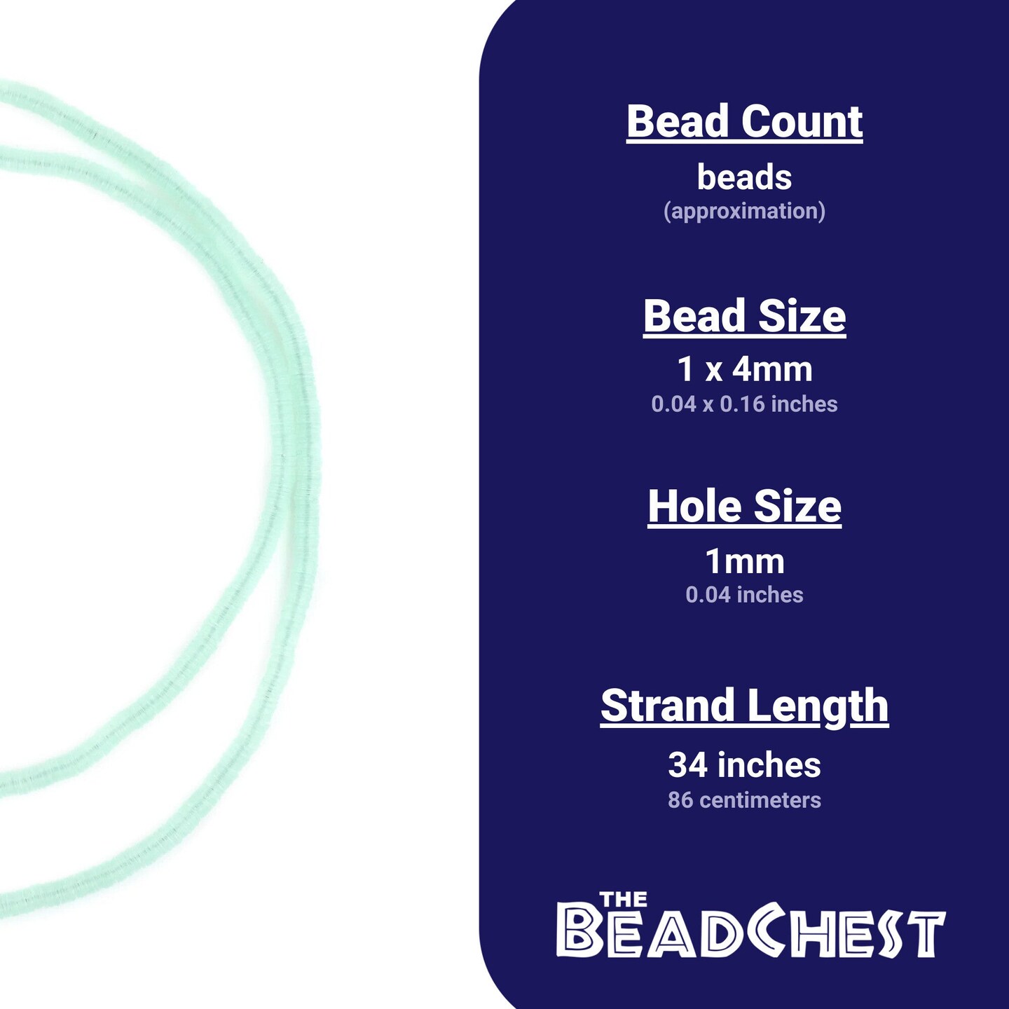 The Bead Chest Translucent Aquamarine Vinyl Phono Record Beads (4mm)