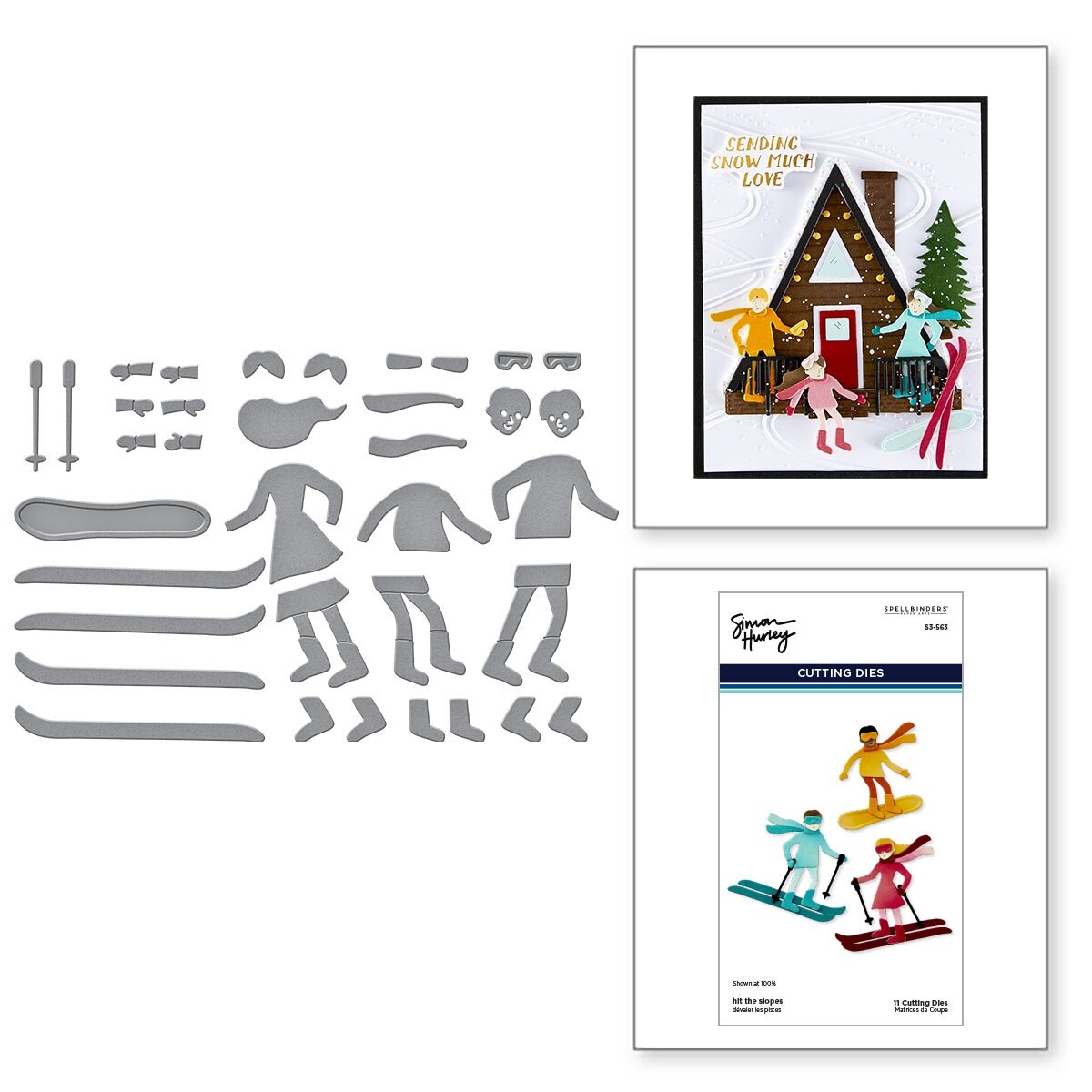 Spellbinders Etched Dies by Simon Hurley-Ski-Son's Greetings, Hit The Slopes
